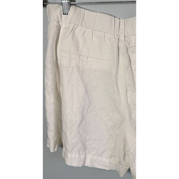 A New Day Womens White Linen Blend Pleated Front Paper Bag Shorts Sz 12 Casual - Picture 9 of 11